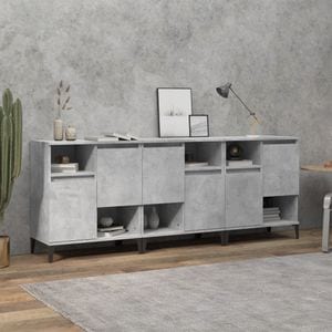 Servante, vidaXL, 3 buc, gri beton, 60x35x70 cm, lemn prelucrat