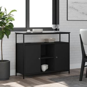 Servanta, vidaXL, negru, 100x35x80 cm, lemn prelucrat