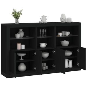 Servanta vidaXL, cu lumini LED, negru, 162x37x100 cm
