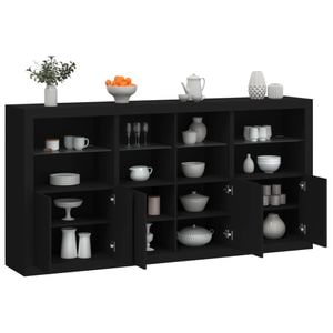 Servanta vidaXL, cu lumini LED, negru, 202x37x100 cm