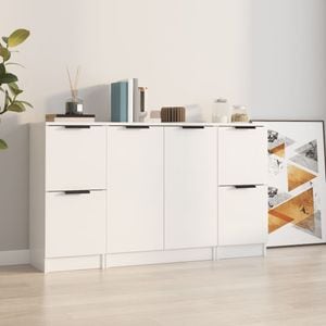 Servante, vidaXL, 3 piese, alb extralucios, lemn prelucrat