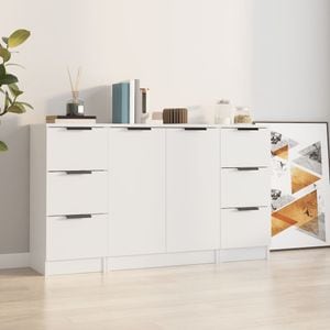 Servante, vidaXL, 3 piese, alb, lemn prelucrat