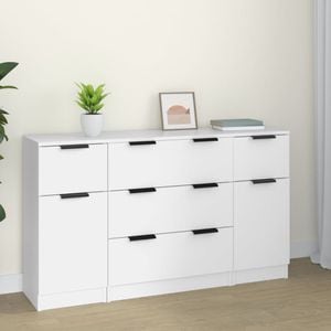 Set servanta vidaXL, 3 piese, alb, lemn prelucrat
