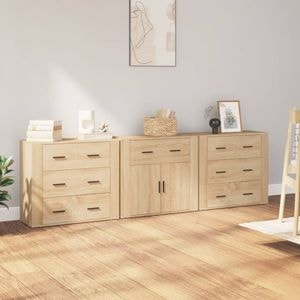 Servante, vidaXL, 3 piese, stejar sonoma, lemn prelucrat