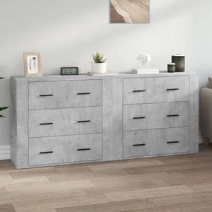 Servante, vidaXL, 2 piese, gri beton, lemn prelucrat