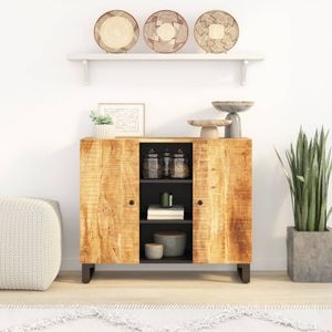 Servanta vidaXL, cu 2 usi, 90x33x75 cm, lemn masiv de mango