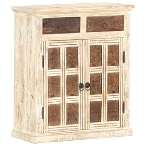 Servanta, vidaXL, alb, 65 x 30 x 75 cm, lemn masiv de mango