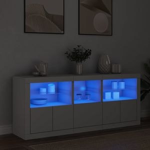 Servanta vidaXL, cu lumini LED, alb, 162x37x67 cm