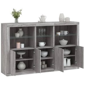 Servanta vidaXL, cu lumini LED, gri sonoma, 162x37x100 cm