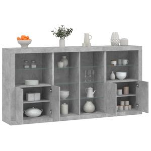 Servanta vidaXL, cu lumini LED, gri beton, 202x37x100 cm