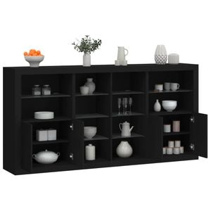 Servanta vidaXL, cu lumini LED, negru, 202x37x100 cm
