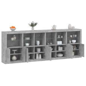 Servanta vidaXL, cu lumini LED, gri beton, 283x37x100 cm