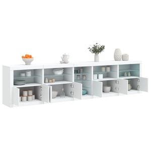 Servanta vidaXL, cu lumini LED, alb, 283x37x67 cm