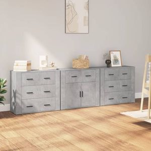 Servante, vidaXL, 3 piese, gri beton, lemn prelucrat