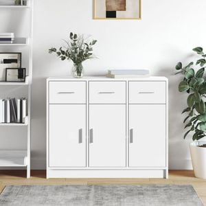 Comoda living VidaXL, lemn, 91 x 28 x 75 cm, alb