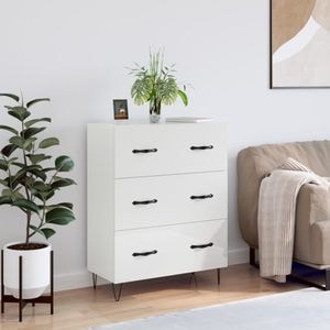 Comoda living VidaXL, lemn, 69.5 x 34 x 90 cm, alb extralucios