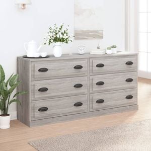 Comoda living VidaXL, lemn, 140 x 35.5 x 67.5 cm, sonoma gri