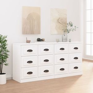 Comoda living VidaXL, lemn, 140 x 35.5 x 67.5 cm, alb