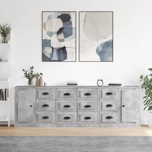 Comoda living VidaXL, lemn, 210 x 35.5 x 67.5 cm, gri beton