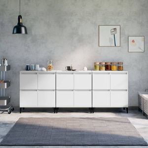 Comoda living VidaXL, lemn, 60 x 35 x 70 cm, 3 bucati, alb