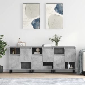 Comoda living VidaXL, lemn, 180 x 35 x 70 cm, gri beton