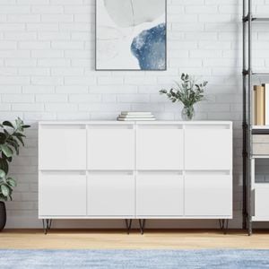Comoda VidaXL, lemn, 120 x 35 x 70 cm, alb extralucios