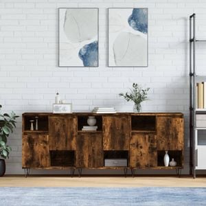 Comoda living VidaXL, lemn, 180 x 35 x 70 cm, stejar fumuriu