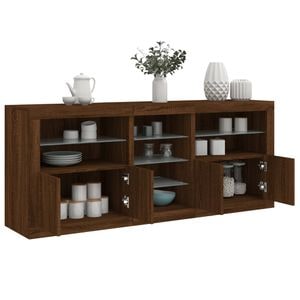 Servanta vidaXL, cu lumini LED, stejar maro, 162x37x67 cm