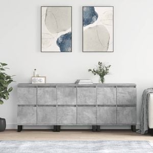 Servante, vidaXL, 3 piese, gri beton, lemn prelucrat