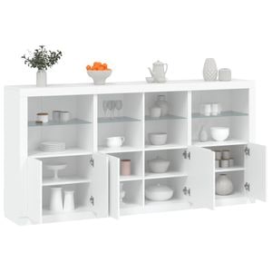 Servanta vidaXL, cu lumini LED, alb, 202x37x100 cm