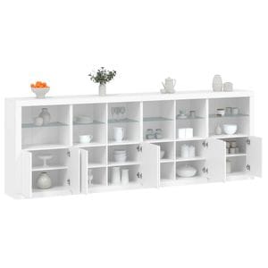 Servanta vidaXL, cu lumini LED, alb, 283x37x100 cm