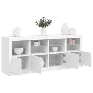 Servanta vidaXL, cu lumini LED, alb, 163x37x67 cm