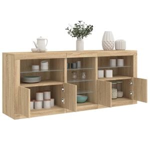 Servanta vidaXL, cu lumini LED, stejar sonoma, 162x37x67 cm