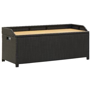Banca de depozitare VidaXL, pentru gradina, negru, 120 cm, poliratan
