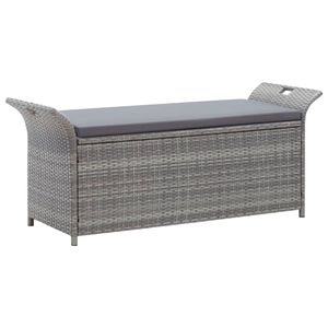 Banca de depozitare VidaXL, cu perna, gri, 138 cm, poliratan