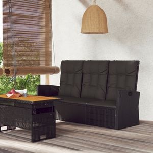 Banca rabatabila de gradina VidaXL, cu perne, negru, 173 cm, poliratan