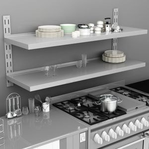 Etajera de perete cu 2 rafturi, VIDAXL, Otel, 150 x 30 cm, 9 Kg, Gri