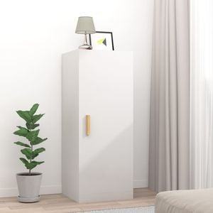Raft de perete tip dulap, VIDAXL, Lemn, 34.5x34x90 cm, 17 Kg, Alb
