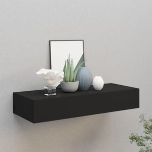 Raft de perete tip dulap cu sertar, VIDAXL, MDF, 60x23.5x10 cm, 5 Kg, Negru