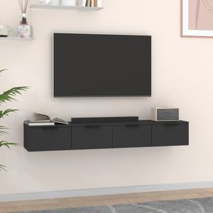 Rafturi de perete tip dulap, VIDAXL, Lemn, 68 x 30 x 20 cm, 25 Kg, Negru
