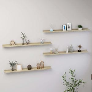 Rafturi de perete, VIDAXL, MDF, 100x9x3 cm, 45 Kg, Maro