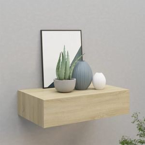 Raft de perete tip dulap cu sertar, VIDAXL, MDF, 40x23.5x10 cm, 41 Kg, Maro