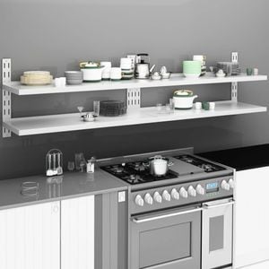 Rafturi suspendate 2 niveluri 2 buc., VIDAXL, Otel, 240x30l cm, 16 Kg, Gri