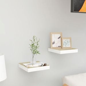 Rafturi perete suspendate 2 buc., VIDAXL, MDF, 23x23.5x3.8 cm, 18 Kg, Maro