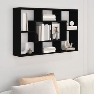 Raft de perete, VIDAXL, Lemn, 85x16x52.5 cm, 99 Kg, Negru