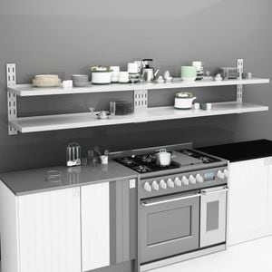 Rafturi suspendate 2 niveluri 2 buc., VIDAXL, Otel, 300x30l cm, 18 Kg, Gri