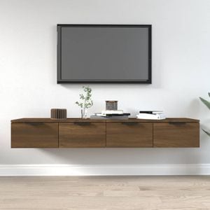 Rafturi de perete tip dulap 2 buc., VIDAXL, Lemn, 68 x 30 x 20 cm, 26 Kg, Maro
