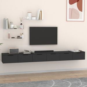Rafturi de perete tip dulap, VIDAXL, Lemn, 102 x 30 x 20 cm, 35 Kg, Negru