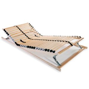 Baza de pat cu sipci, vidaXL, 28 sipci, 7 zone, 80 x 200 cm, Maro