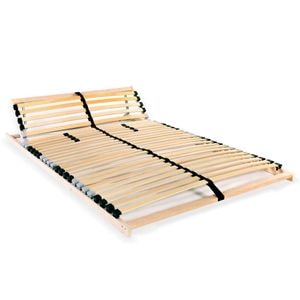 Baza de pat cu sipci, vidaXL, 28 sipci, 7 zone, 120 x 200 cm, Maro